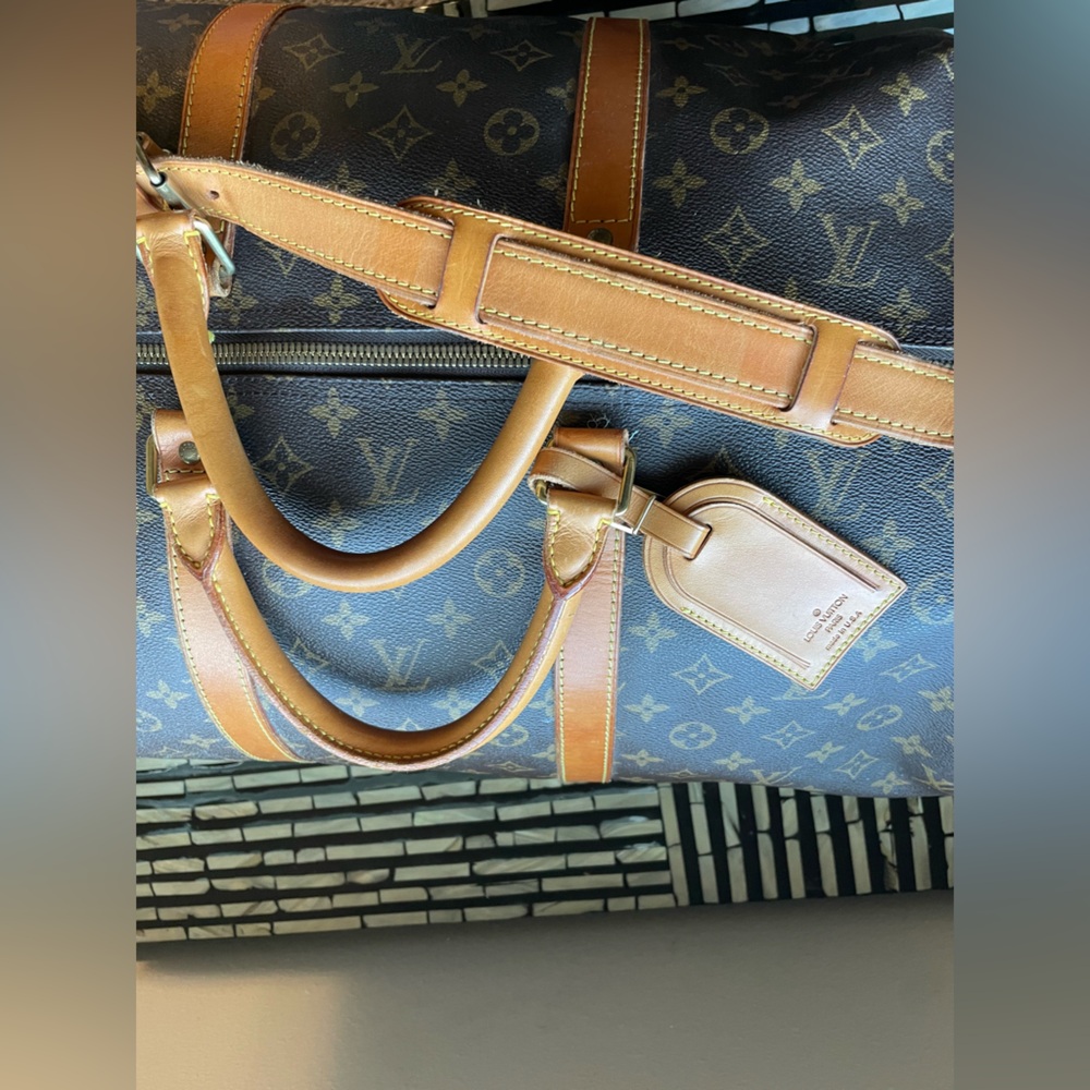 Louis Vuitton Brown Monogram Keepall Travel Duffle with Tan Leather Trim - Picture 12 of 12